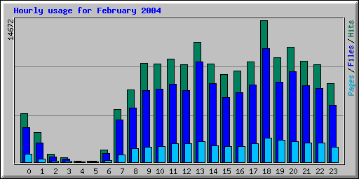 Hourly usage for February 2004